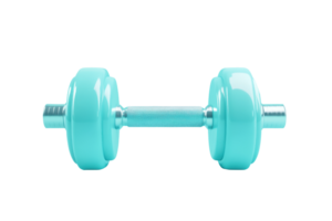 A blue dumbbell isolated on a transparent background. Ideal for fitness, strength training, and gym-related concepts. png