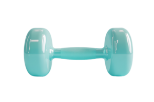 A teal-colored dumbbell isolated on a transparent background. Perfect for fitness, exercise, and strength training routines. png