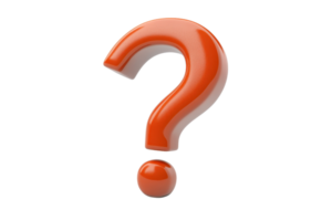 Red 3D question mark isolated on transparent background. symbolizing inquiry, curiosity, and uncertainty in a simple and clean visual design. png