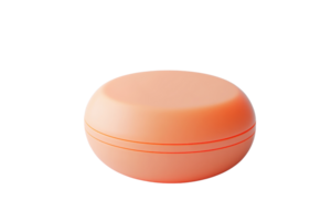 Orange round container with a smooth finish. Ideal for storing small items, cosmetics, or jewelry. Neatly designed for practical uses. png