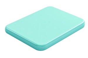 High angle view of a mint green rectangular tablet cover isolated on a transparent background. showcasing minimalistic and sleek design. png
