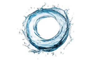 Swirling blue water ring isolated on transparent background. representing purity, nature, and fluid dynamics in motion. png