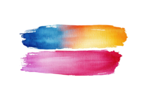 A vibrant watercolor illustration featuring two colorful paintbrush strokes on a transparent background. ideal for design and creative projects. png