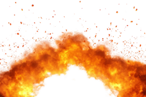Explosive flame and fiery explosion isolated on transparent background. perfect for action scenes and dynamic presentations in stock photography. png