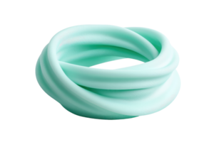 Soft turquoise rubber bracelet twisted in intricate shape, isolated on transparent background. Perfect for fashion, accessory, or product design projects. png