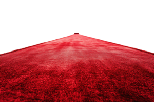 Vibrant red carpet stretching into distance, perfect for glamorous events or luxurious interior settings. png