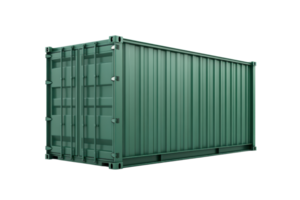 A green shipping container isolated on a transparent background. used for cargo, storage, and transportation in logistics and freight industries. png