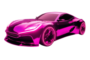 Stunning pink sports car rendered in 3D with sleek lines and modern design, isolated on a transparent background. png