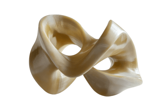 abstrakt skulptur liknar ett invecklad mobius remsa med en slät, glansig yta och strömmande kurvor, isolerat på transparent bakgrund. png