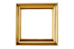 Elegant golden picture frame with an empty transparent background. perfect for art, photo display, and interior decor design. png