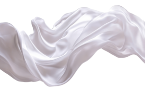 Elegant wave of white silk fabric in motion, isolated on a transparent background. showcasing smooth texture and elegance. png
