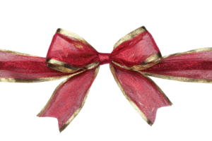 Elegant red and gold ribbon bow on a transparent background. perfect for holiday decorations, gift wrapping, and festive designs. png