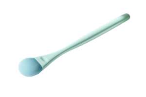 High-quality teal makeup brush with white bristles on a clean transparent background. Perfect for beauty and cosmetic applications. png