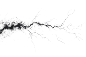 Close-up of a lightning bolt on a transparent background. This striking natural phenomenon captures the raw power of electricity. png
