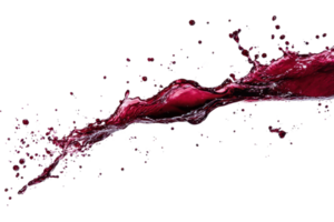 Dynamic splash of red liquid mid-air with isolated background, capturing movement and vibrant color. Great for beverage, wine, or art projects. png