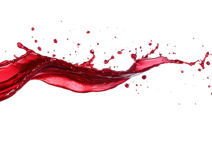 Dynamic red liquid splash captured in mid-air against a transparent background, vividly showcasing motion and fluidity. png