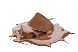 Close-up of melted chocolate with chunks. Perfect for food and dessert concepts, highlighting the rich and creamy texture of chocolate. png