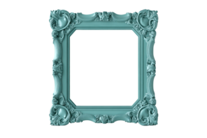 Elegant vintage turquoise ornate picture frame with intricate details, perfect for displaying art and photos in a classic sophisticated style. png