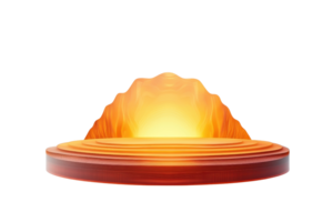Empty display podium with orange and yellow gradient light background, suitable for product showcase or presentation. png
