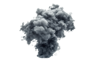 Dense cloud of dark smoke isolated on transparent background. perfect for visual effects and design applications. png