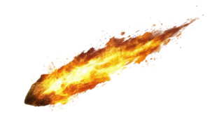 Dynamic image of a fiery meteor streaking through the sky, perfect for space and cosmic-themed designs and projects. png