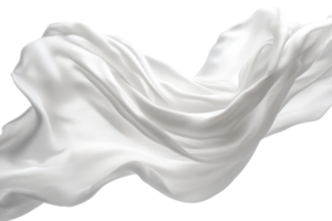 Flowing white silk fabric on a transparent background. showcasing smooth texture, elegance, and fluidity in a captivating motion. png
