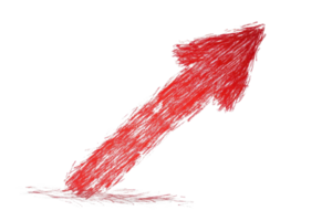 Hand-drawn red arrow pointing upwards, symbolizing growth, progress, or positive movement. Simple yet impactful sketch on a transparent background. png
