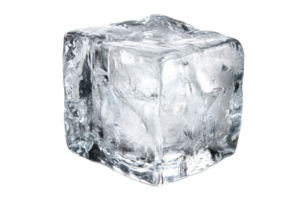 Close-up of a clear ice cube isolated on a transparent background. showcasing the texture and clarity. png
