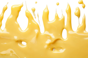 Close-up of a vibrant, creamy yellow splash isolated on a transparent background. perfect for design and background use. png