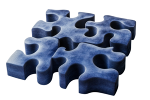 Close-up of a dark blue puzzle piece reflecting a blend of teamwork, strategy, and completion in a sleek, modern design. png