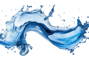 Dynamic splash of blue water with splatters, symbolizing freshness, fluidity, and energy, on a transparent background. in high resolution. png
