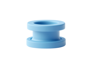 Blue plastic spool isolated on transparent background. Ideal for industrial and DIY projects. Simple, clean design for versatile use. png