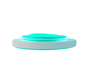 Futuristic glowing podium with neon lights, perfect for showcasing products or presentations in a modern and tech-savvy style. png