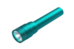 High-quality, teal-colored flashlight with a sleek design, ideal for outdoor activities, camping, hiking, and emergency situations. png