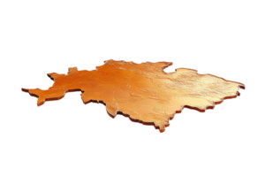 High-resolution 3D map of Europe, showcasing the topographic landforms with a metallic finish, isolated on a transparent background. png