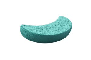 Blue textured crescent moon shape on a transparent background. symbolizing creativity and abstract art, perfect for design and decoration projects. png