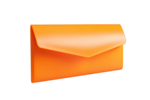 Bright orange envelope icon isolated on a transparent background. symbolizing communication, mail, correspondence, and messaging in modern design. png