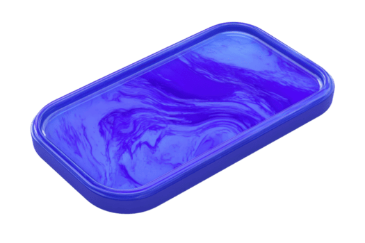 Blue rectangular tray with a marbled surface, perfect for serving or decorative use. Modern and stylish design for various applications. png