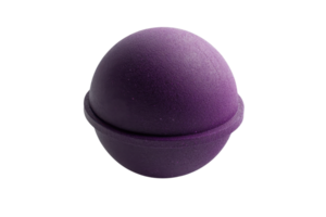 Vibrant purple bath bomb on transparent background. ideal for home spa and relaxation, makes a perfect addition to bath routines and gift baskets. png