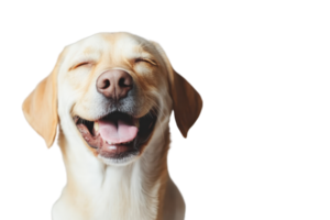 A joyful image of a smiling dog with closed eyes, embodying happiness and contentment. Perfect for pet lovers and animal enthusiasts. png