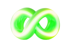 A vibrant green infinity symbol with a glowing effect, representing eternity, endlessness, and boundless possibilities. png