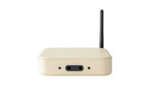 Compact wireless communication device with antennas, front view. Ideal for technology and network connection concepts. png