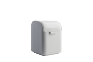 Compact white plastic container, perfect for organizing small items or storage solutions, isolated on a transparent background. png