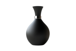 Elegant black matte vase with a minimalist design and sleek contours, perfect for modern home decor or as a stylish centerpiece. png