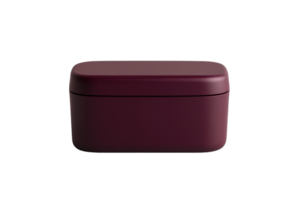 Minimalist dark red rectangular storage box with a smooth surface and modern design, perfect for organizing small items or gifts. png