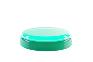 A round, turquoise podium or product display stand on a transparent background. Ideal for showcasing products or creating a modern, minimalistic display. png