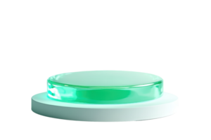 Minimalist green pedestal on white base, isolated on transparent background. Ideal for product display, branding, and advertising materials. png