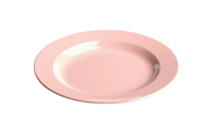 Elegant pink porcelain plate on transparent background. Perfect for dining table settings, kitchen, and restaurant use. High-quality stock photo. png