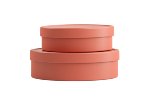 Close-up image of two stacked, stylish, orange round boxes with lids. Ideal for packaging, storage, and decor concepts. png