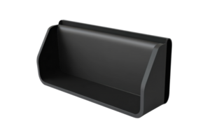 Sleek black wall-mounted shelf, perfect for organizing and displaying items in modern and minimalist home or office spaces. png